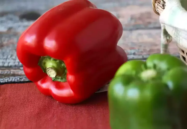 Pimientos asados al horno, un rojo vibrante y un verde fresco listos para deleitar.