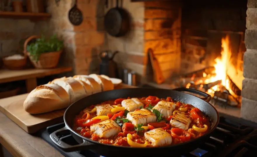 Bacalao ajoarriero jugoso con sofrito lento y buen sabor